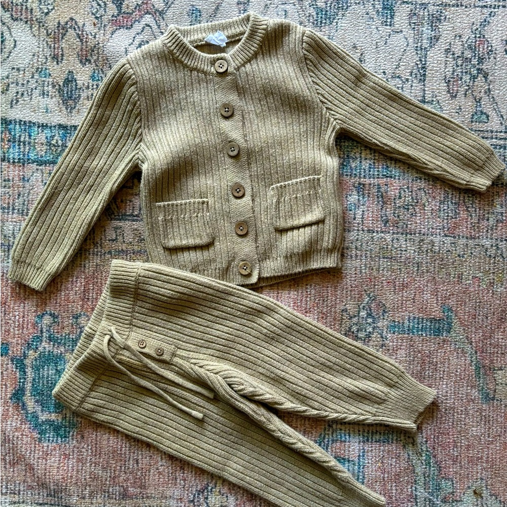 Jamie Kay Jesse color Mineral Marle Ribbed Cardigan and Pants Set 1yr